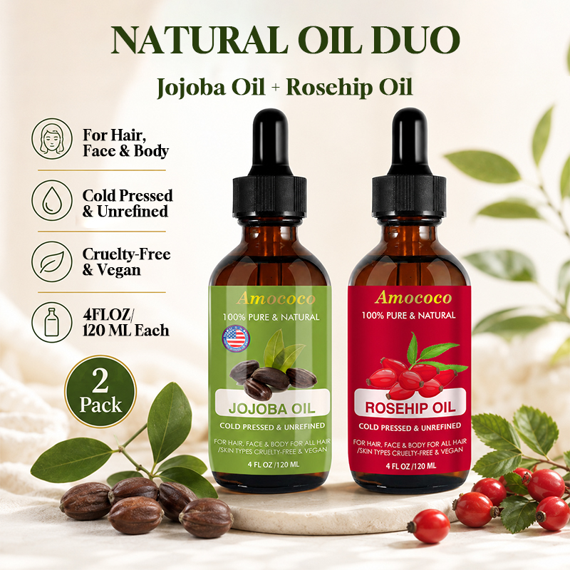 Cold Pressed Rose Hip - Amococo 2pcs Óleo de Jojoba e