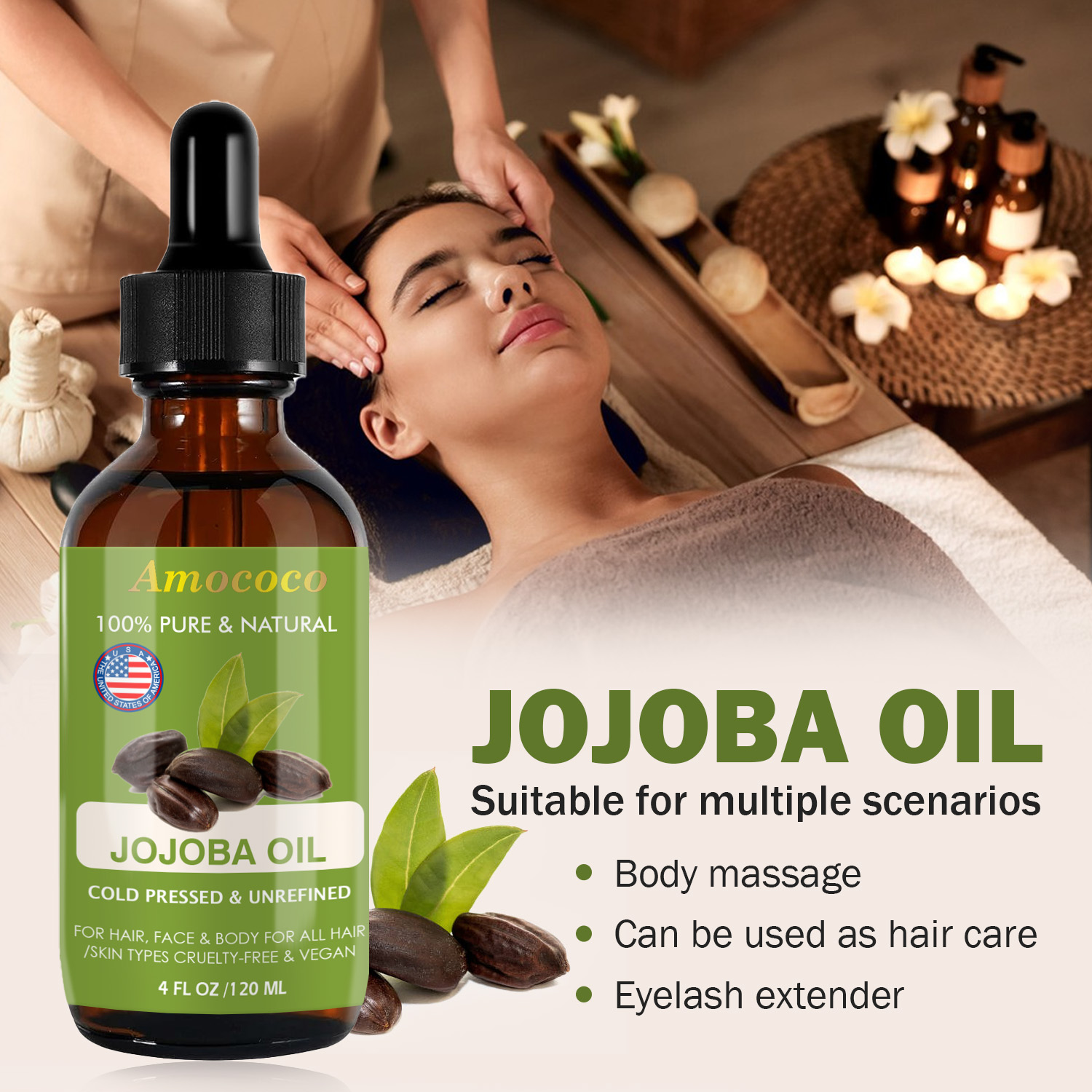 Amococo 2pcs Óleo de Jojoba e  - Cold Pressed Rose Hip avaliação e preço